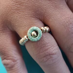 Seed Bead Flexible Ring Set Golden Earth